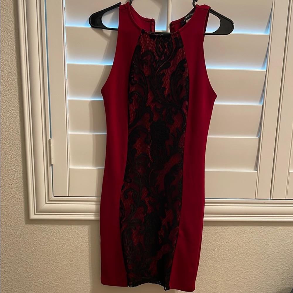 Red and Black Sleeveless Dress